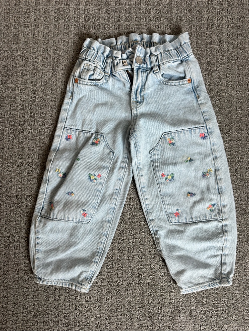 GAP Light Blue Barrel Jeans with Floral Embroidery